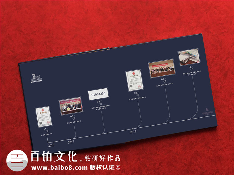 高端企業(yè)周年慶畫冊設(shè)計制作方案賞析-布面燙金紀念相冊案例模板